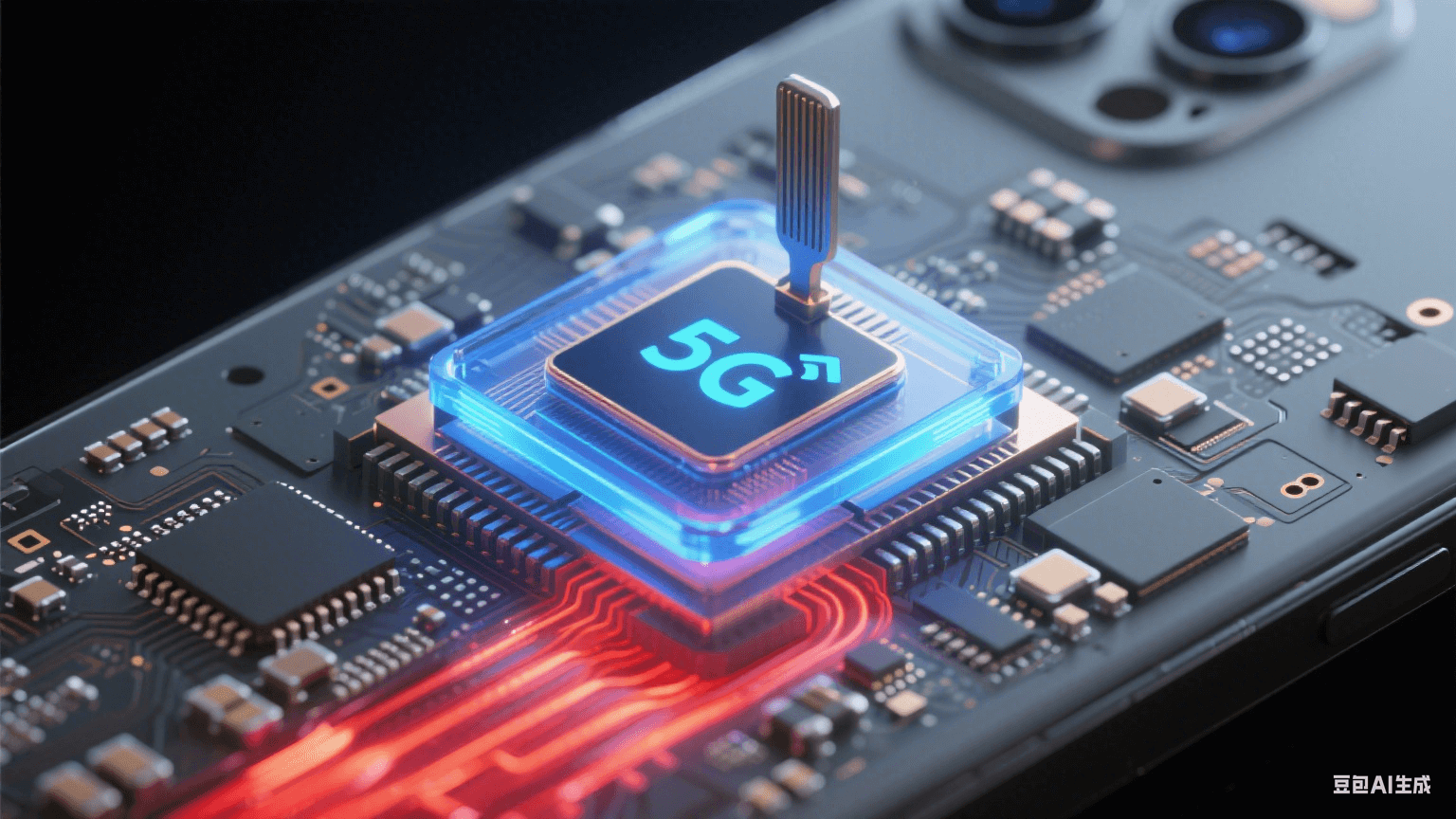 精致三維建模風的智能手機主板多層堆疊電鍍填孔結構三維剖切圖