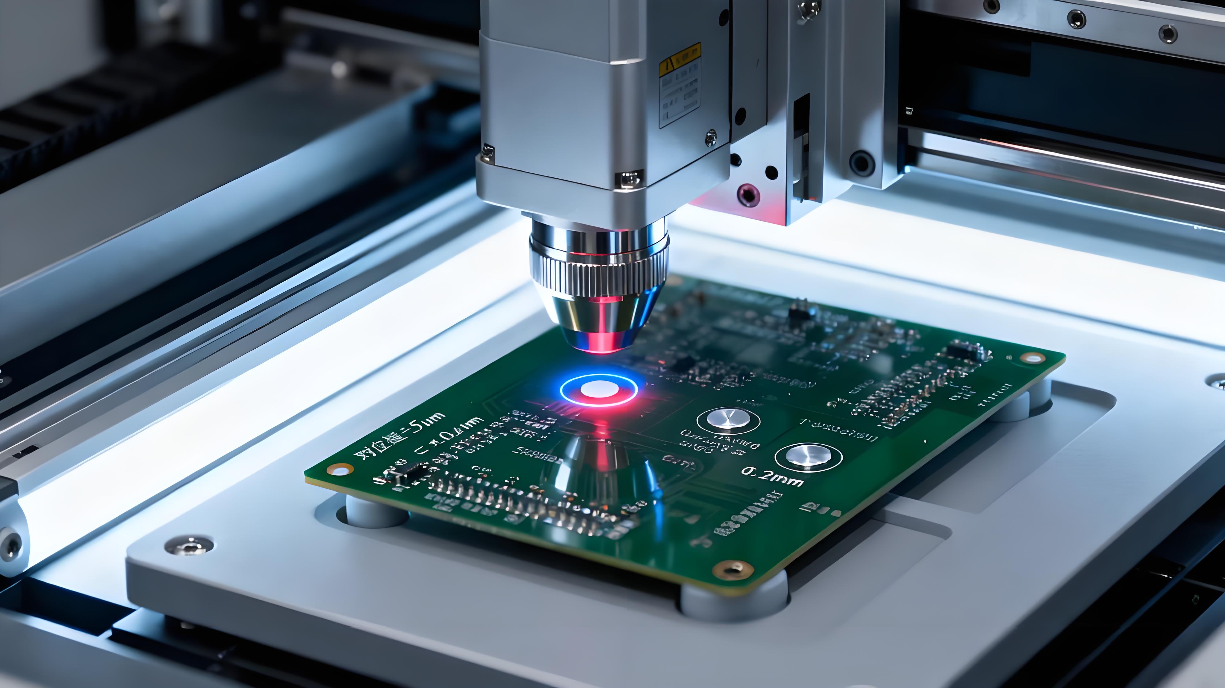 激光鉆孔設(shè)備CCD視覺對位場景，±5μm誤差校準(zhǔn)銀白色靶標(biāo)