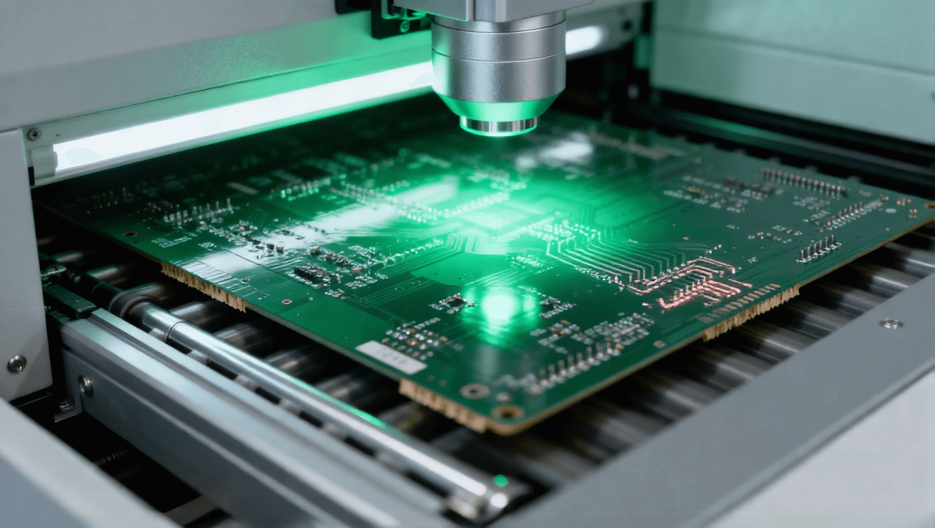 汽車電子8層高壓PCB AOI初篩場景，0.5元片低成本快速識別外觀缺陷