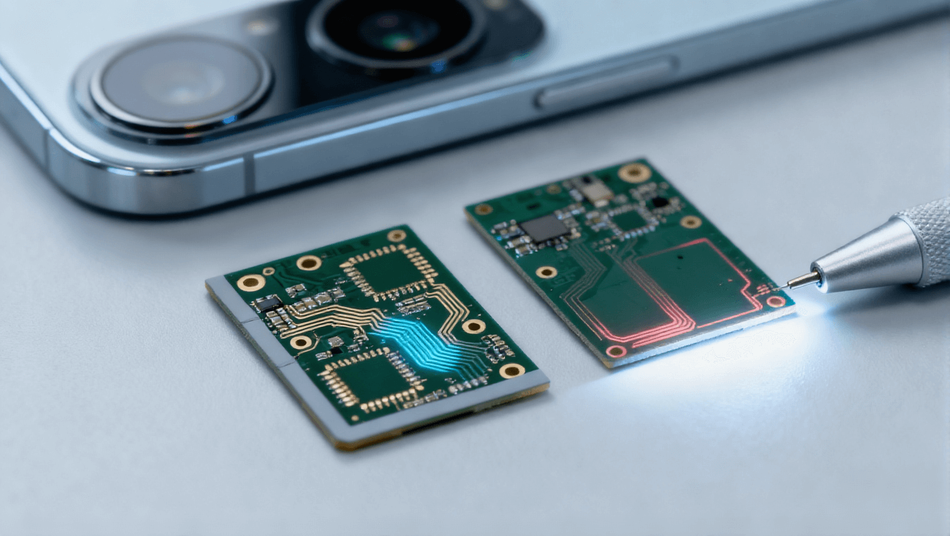 PCB集成光學傳感器場景，8層HDI+遮光屏蔽層實現0.7mm薄型化適配手機主攝