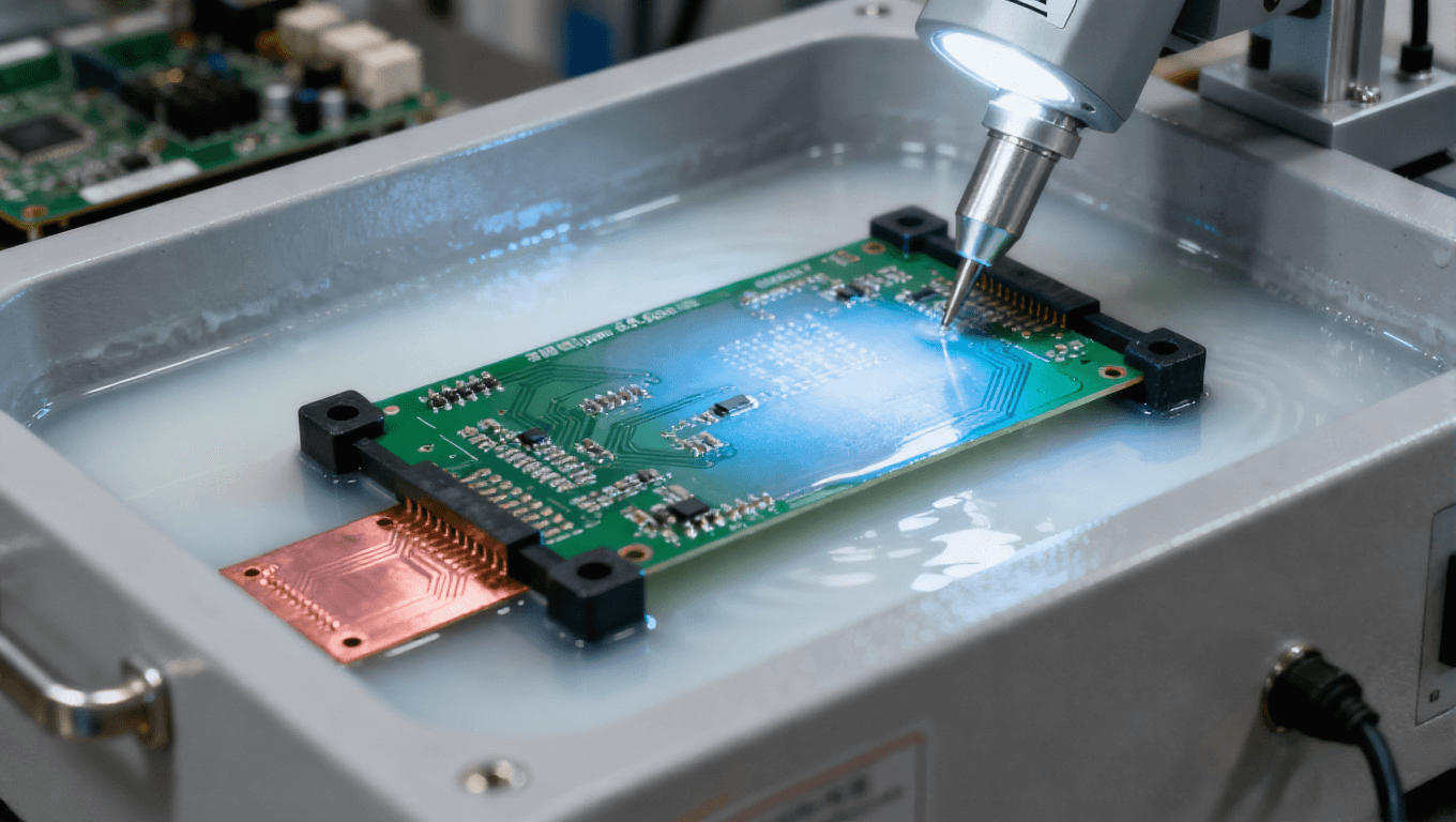 PCB浸錫工藝場景，0.8-1.2μm純錫層無金屬間化合物適配軍工電子高可靠性需求