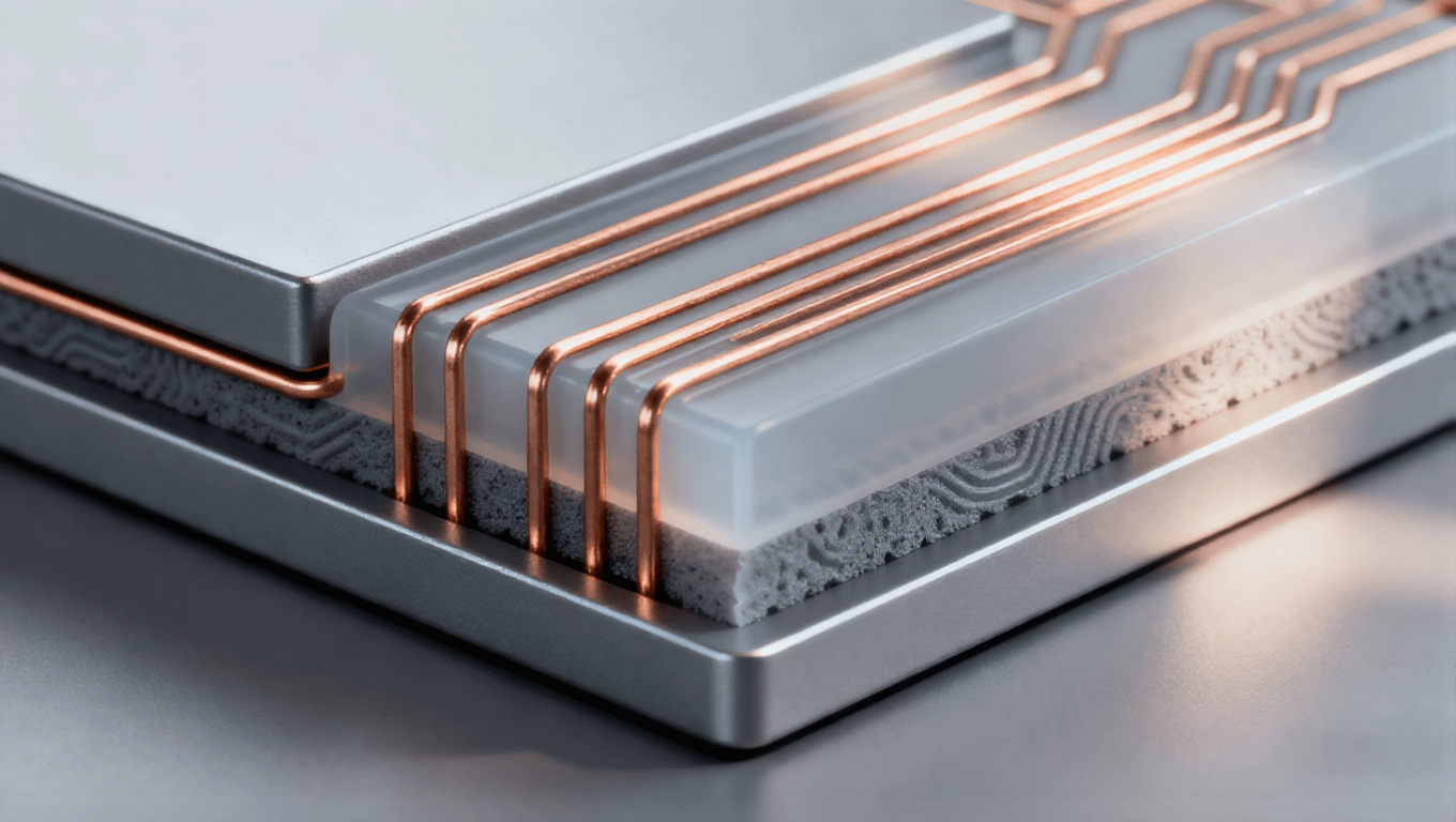 三維堆疊信號(hào)屏蔽，銅色線路與 low-k 介質(zhì)屏蔽層